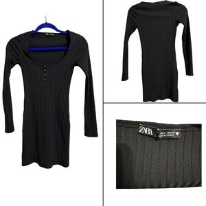Zara Black Ribbed Dress Size S